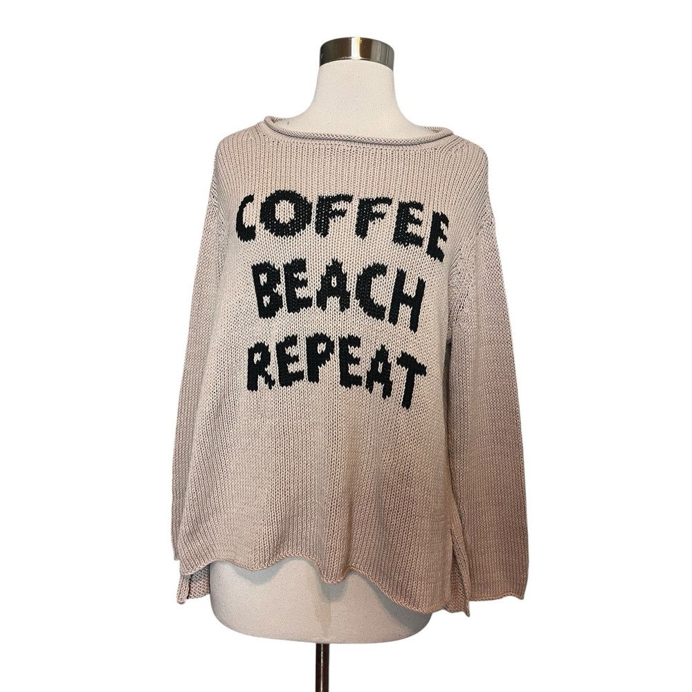 Wooden Ships Coffee Beach Repeat Roll neck Cotton Sweater M/L Beige